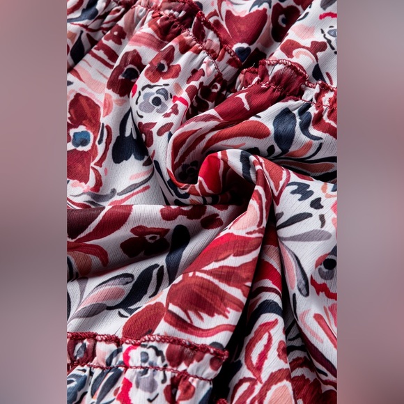 Pitaya Pink Floral Print Ruffle Tiered Puff Sleeve
Mini Dress Bohemian Mini - Picture 8 of 11